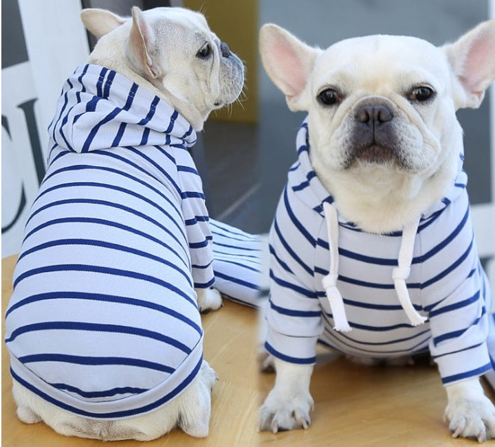 honden hoodie blauw wit gestreept